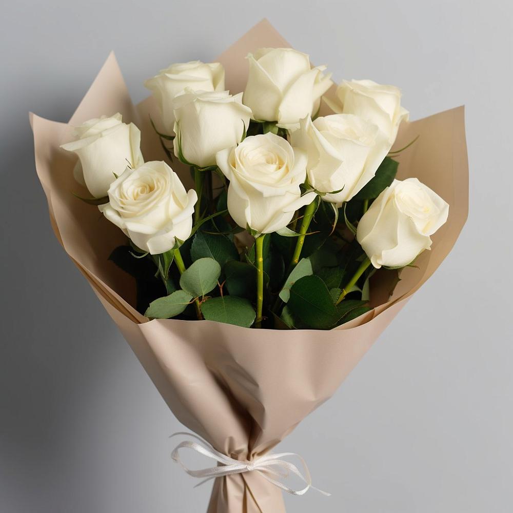 Букет 9 Белых роз Эдлесс Лав в Объячево