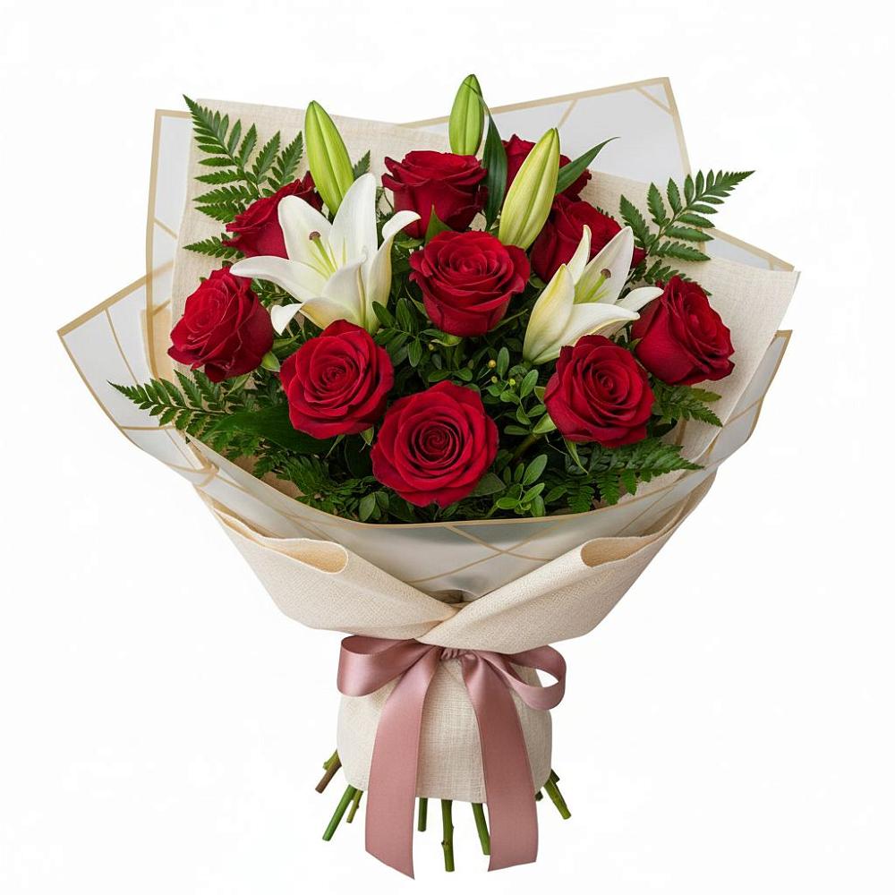 Букет цветов из: Лилии и Розы в Объячево