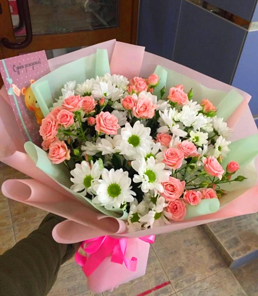 Букет цветов из: Розы и Хризантемы в Объячево