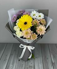 Букет цветов из:  Розы, Герберы и Хризантемы в Объячево