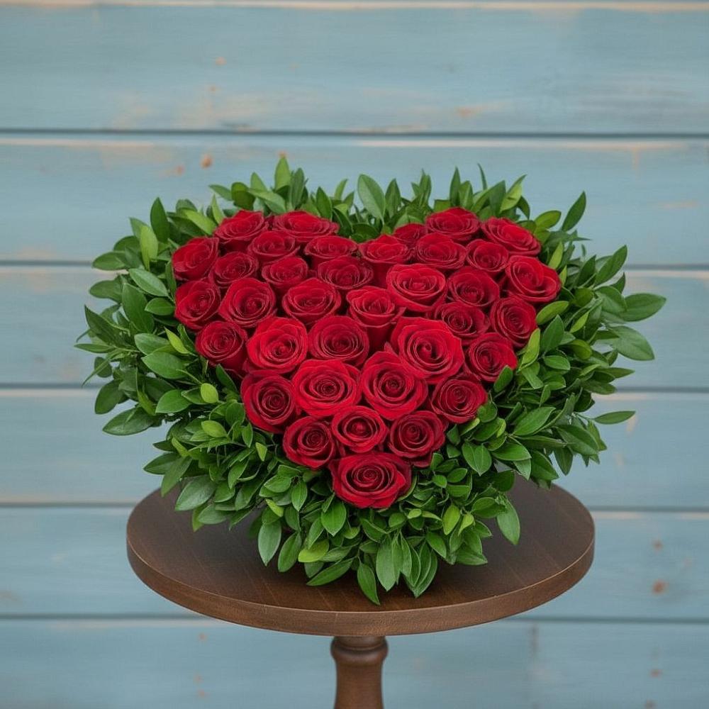 Цветочная композиция из Розы в виде сердца в Объячево