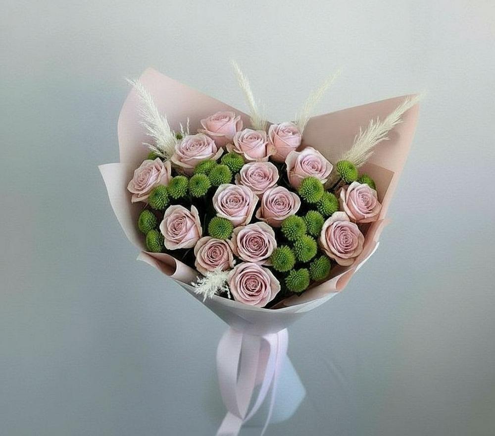 Букет цветов из: Розы и Хризантемы в Объячево