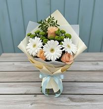 Букет цветов из:  Герберы, Розы и Хризантемы #REPLACE_PRED# Объячево