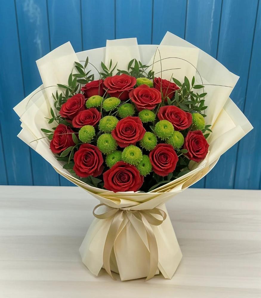 Букет цветов из: Розы и Хризантемы в Объячево