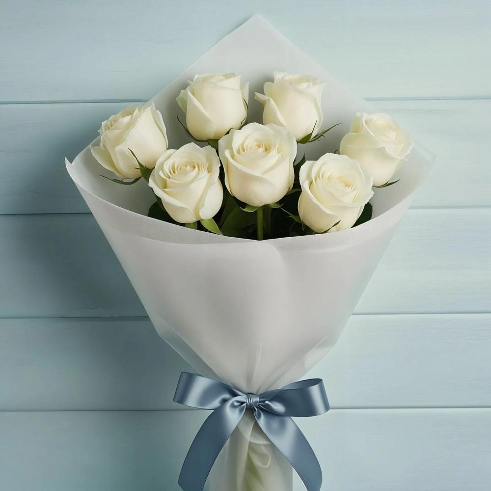 Букет 7 Белых роз Эдлесс Лав в Объячево