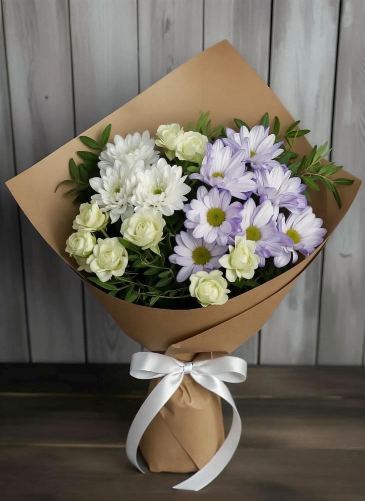 Букет цветов из: Хризантемы и Розы в Объячево